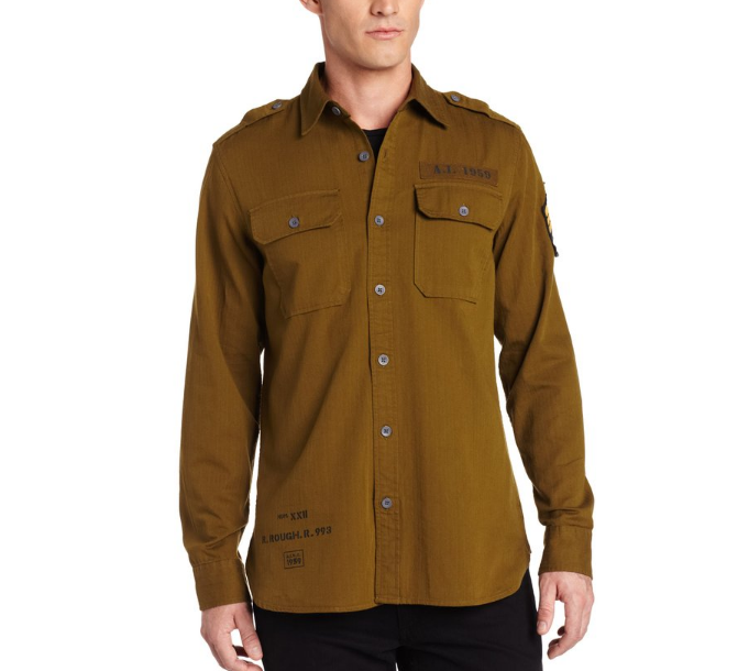 Alpha Industries 阿尔法工业 Caliber Herringbone 男士军装纯棉衬衫，现仅售$22.47