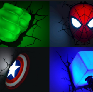 六一礼物备选！3D light FX出品 Marvel漫威 超级英雄 LED墙灯