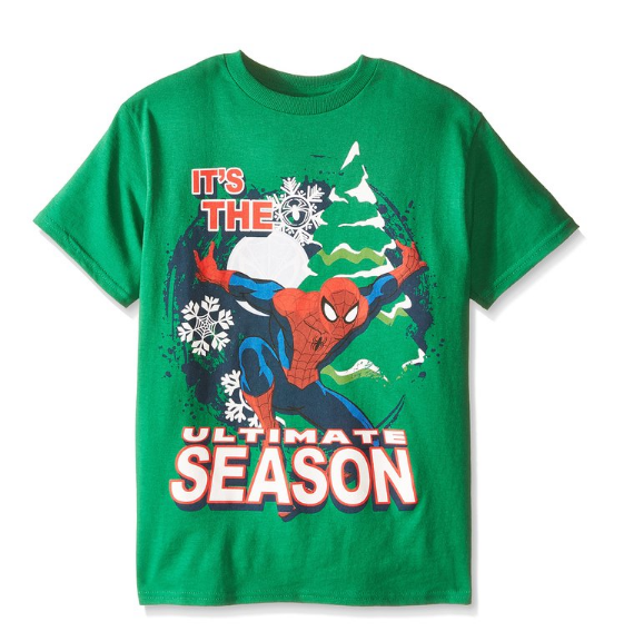 C-Life Group Big Boys' Ultimate Spiderman Holiday Christmas Short Sleeves Shirt, Kelly, 8, Only $3.77, You Save (%)