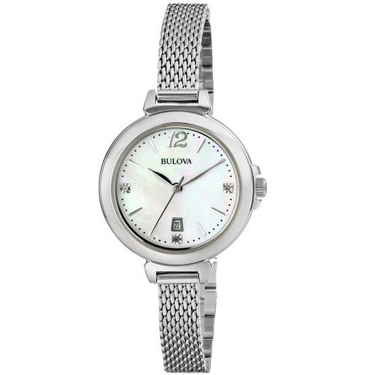 Bulova Women's 96P150 Diamond Gallery Analog Display Japanese Quartz White Watch $89.70 FREE Shipping