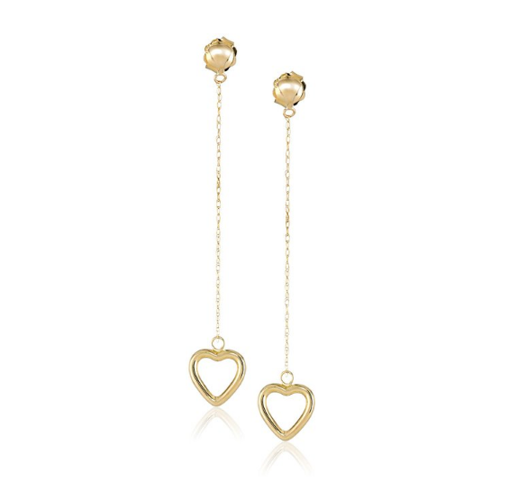 僅限今天！10k金 Gold Heart 心形吊墜耳環，現僅售$29.99
