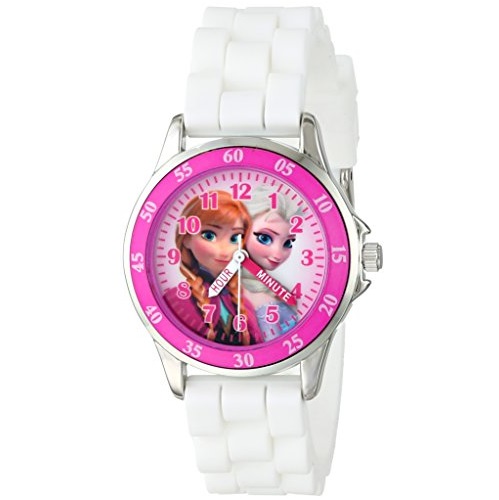 Disney Kids' FZN3550 Frozen Anna and Elsa Watch with White Rubber Band, Only$9.46