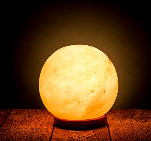 [Hand Crafted] HemingWeigh Rock Salt Sphere Lamp 12 Cm with Wood Base, Electric Wire and Bulb, Only $12.99，USE CODE : SEOOHPNJ