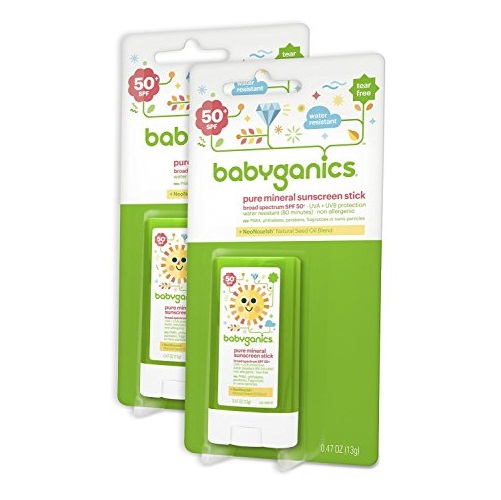 Babyganics Mineral-Based Baby Sunscreen Stick, SPF 50, .47oz Stick (Pack of 2), Only $4.89, free shipping after using SS