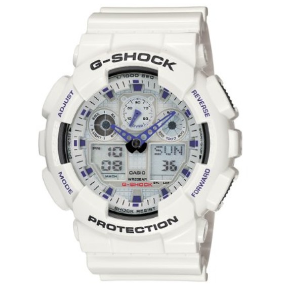 Casio Men's GA100A-7 G-Shock X-Large Analog-Digital White and Blue Sports Watch, Only 	$59.00, free shipping