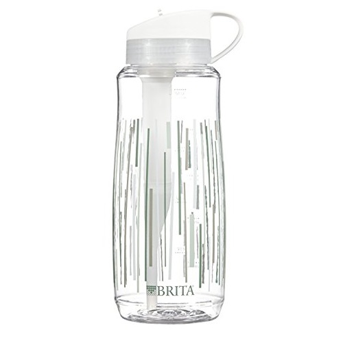 Brita Filtered Water Bottle (includes 1 Filter), Hard Sided, BPA Free, Clear Lines, 34 Ounces, Only$12.30