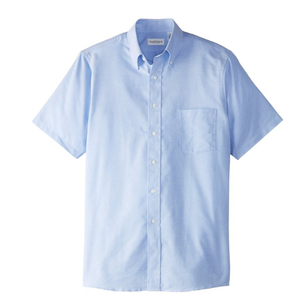 Van Heusen Men's Short Sleeve Oxford Dress Shirt, Blue, Small, Only $17.57, You Save $14.43(45%)