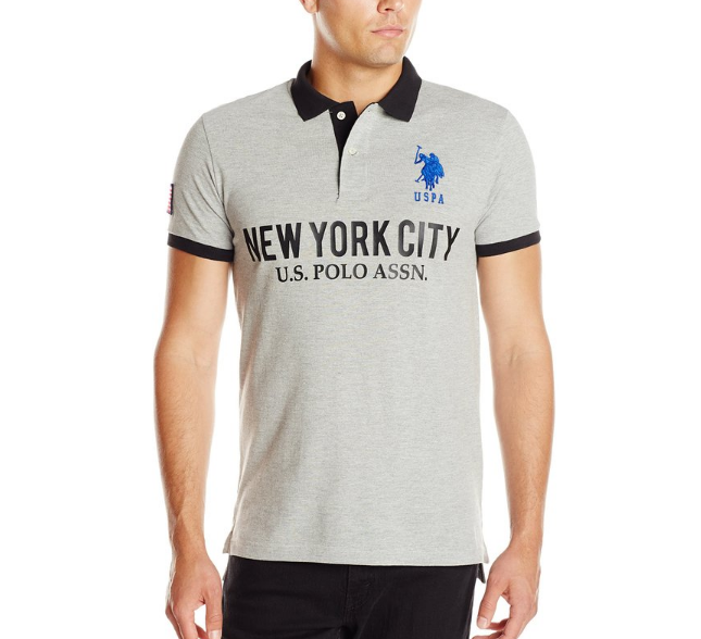 U.S. Polo Assn. Men's Slim Fit Solid New York City Polo, Heather Gray, Large, Only $12.45, You Save (%)