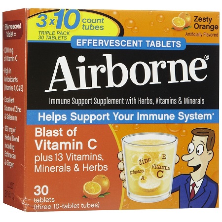 Airborne 泡腾片防感冒增免疫草本精华30片香橙口味，原价$23.54，现点击coupon后仅售$11.58，免运费！