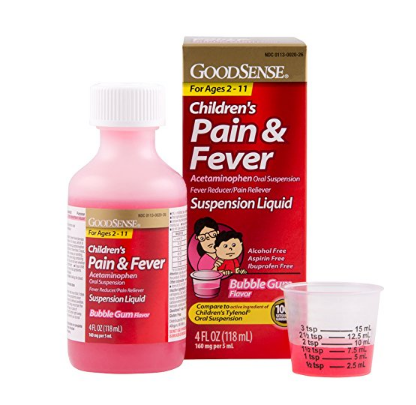 GoodSense Acetaminophen Children's Pain Reliever Oral Suspension Liquid, Bubble Gum Flavor, 160 mg, 4 Fluid Ounce, Only $4.00