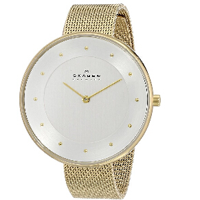 Skagen 女士不鏽鋼時尚金屬腕錶   特價僅售$63.49