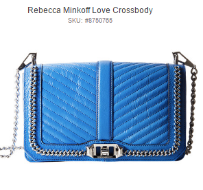 6PM: 僅剩2個！ Rebecca Minkoff 瑞貝卡·明可弗 Love Crossbody 女士格菱紋小香包, 原價$325.00, 現僅售$162.99, 免運費！