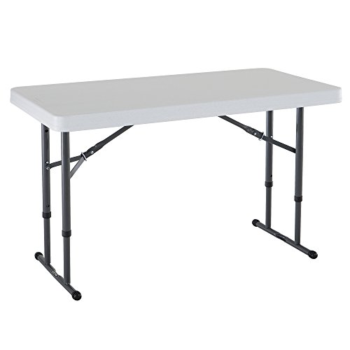 Lifetime 80160 Commercial Height Adjustable Folding Utility Table, 4 Feet, White Granite, Only $34.00