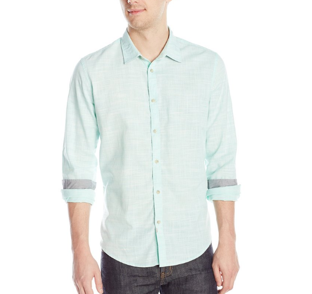 Calvin Klein Jeans Men's Crosshatch Blotch Shirt, Minty Glow, Large, Only $23.91