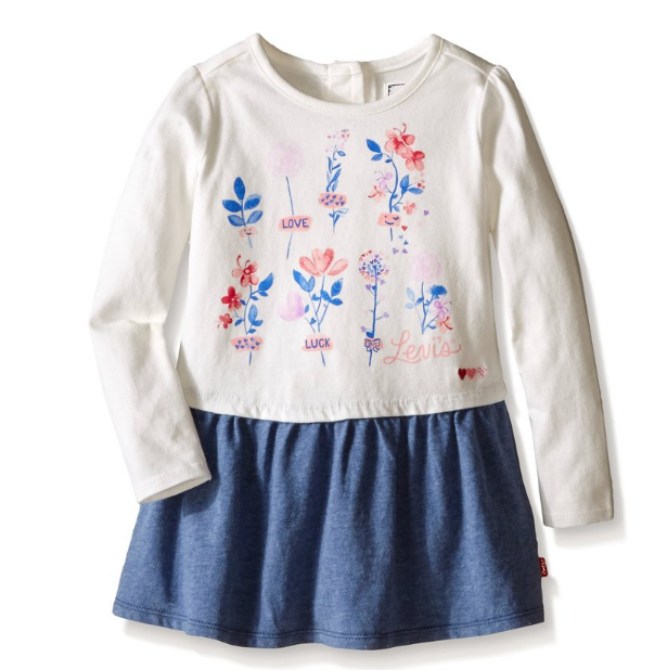 Levi's Little Girls' Casey Knit Dress Princess White, Princess White, 2T, Only $9.36