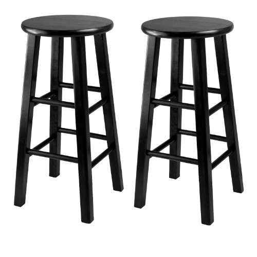 Winsome 24-Inch Square Leg Counter Stool, Black, Set of 2, Only $39.00