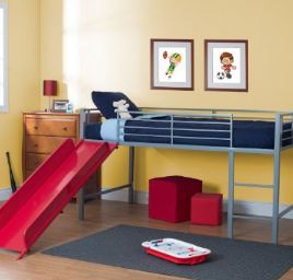 DHP Junior Fantasy Loft Bed, Silver with Red Slide, Only $165.39,Free Shipping