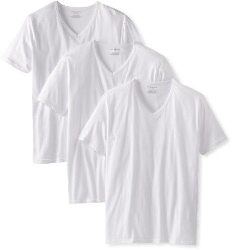 Emporio Armani 男士V领纯棉短袖T恤，3件，原价$39.50，现仅售$20.37