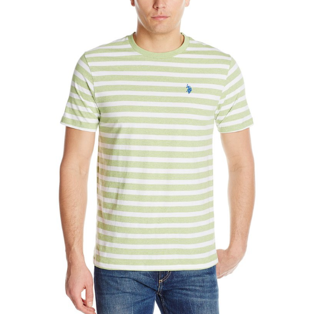 U.S. Polo Assn. Men's Short Sleeve Melange Stripe Crew Neck T-Shirt, Summer Lime, Medium, Only $8.09, You Save (%)