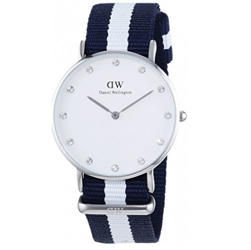 DANIEL WELLINGTON Classic Glasgow White Dial Navy and White Stripe Nylon NATO Ladies Watch Item No. 0963DW, only $74.99, free shipping after using coupon code