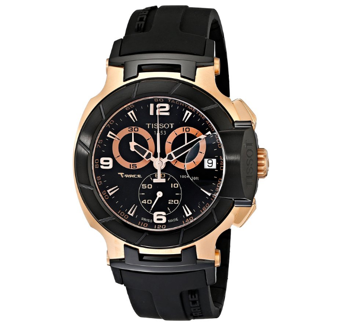 Tissot Men's T0484172705706 Rose Gold-Tone Watch with Black Band, Only $431.00, You Save $319.00(43%)