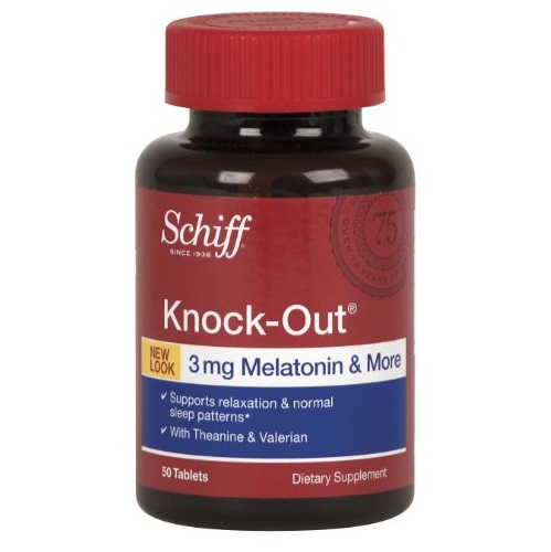Schiff Knock-Out with Melatonin 3mg, Theanine and Valerian Sleep Aid Supplement, 50 Count, Only $8.25, free shipping after clipping coupon and using SS