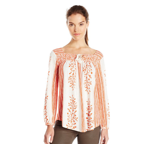 Lucky Brand Women's Mixed Print Top, Red Multi, Medium, Only $27.99, You Save $31.51(53%)