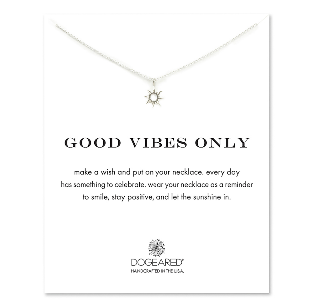 Amazon offers Dogeared Good Vibes Only Sun Pendant Necklace, 16