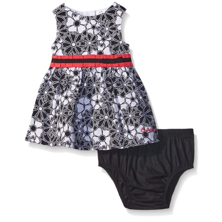 Calvin Klein Baby-Girls Printed Peached Poplin Dress and Panty, only $7.99