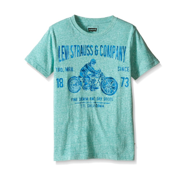 李维斯Levi's Big Boys' Levis Graphic Cotton Tee Shirt大男孩短袖圆领T, 现仅售$6.46