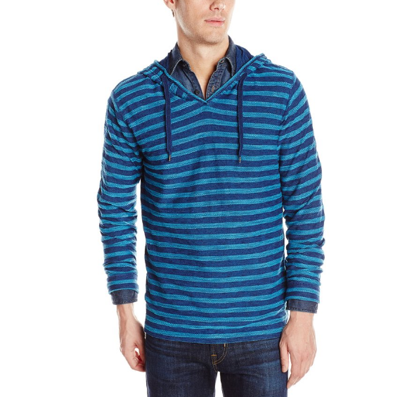 Lucky Brand Men's Novelty Hooide, Indigo Stripe, Large, Only $17.21, You Save $52.29(75%)