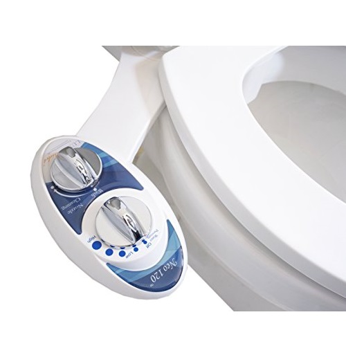 Luxe Bidet Neo 120 - Self Cleaning Nozzle - Fresh Water Non-Electric Mechanical Bidet Toilet Attachment (blue and white), Only $26.98, free shipping