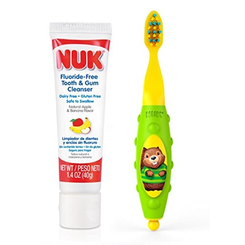 史低价！NUK 婴幼儿可吞咽牙膏40g+婴儿牙刷，现仅售$4.00