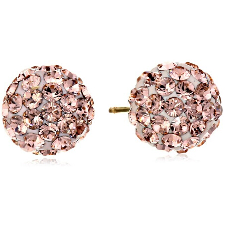14k Yellow Gold with Swarovski Crystal Elements Button Stud Earrings $23.99