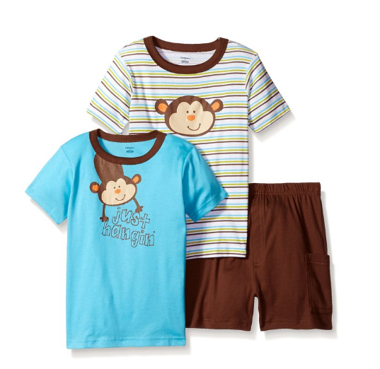 Gerber Toddler Boys Three-piece T-shirt and Short Set, Monkey/Exclusive, 4T, Only $7.86, You Save $5.13(39%)
