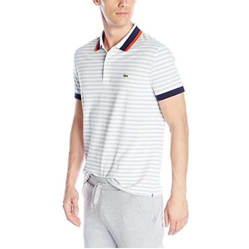 Lacoste Men's Short Sleeve Striped Mini Pique Regular Fit Polo Shirt,   Only $39.20, You Save $58.80(60%)