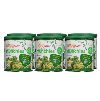 Happy Baby Organic Superfood Munchies Baked Cheese & Grain Snacks, Broccoli Kale & Cheddar Cheese, 1.63 oz (Pack of 6), Only $13.30