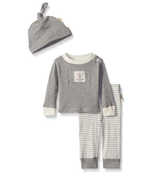 Burt's Bees Baby Baby Organic Tee, Pant, and Hat Set, Heather Grey, 12 Months, Only $10.85, You Save $12.10(53%)