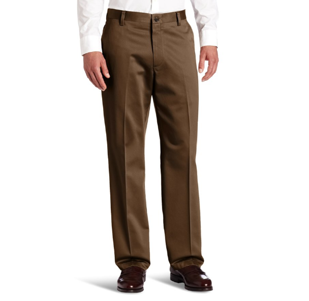 Dockers Men's Never-Iron Essential Straight Fit Flat Front Pant, Branch, 30x30, Only $12.62
