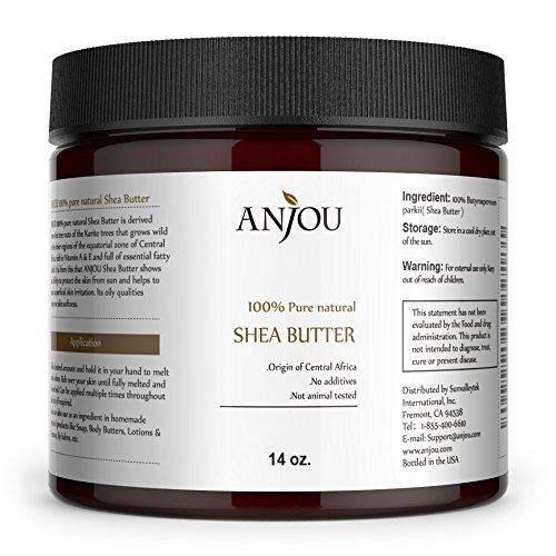 Anjou African Shea Butter, 14oz, Ivory Grade A Moisturizer, DIY for Body Lotion, Soap, Hair Cream, Lip Gloss, Salve, Candle-making, Hairdressing  Only $9.99