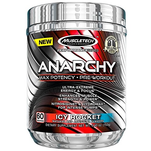 MuscleTech Anarchy, Mac Potency Pre-Workout Powder, Icy Rocket Freeze, 60 Servings  10.7oz (306g), Only  $16.14, free shipping after using SS