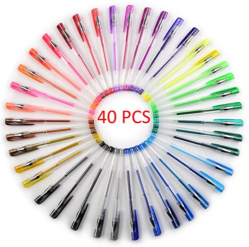 Everyday Essentials Gel Pens - Set of 40 Individual Colors with Barrel Case - Keep Your Pens Neat (40-Color), Only$9.95