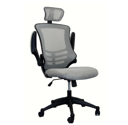 Modern High Back Mesh Executive Chair With Headrest And Flip Up Arms. Color: Silver Grey, Only $61.74, You Save $98.25(61%)