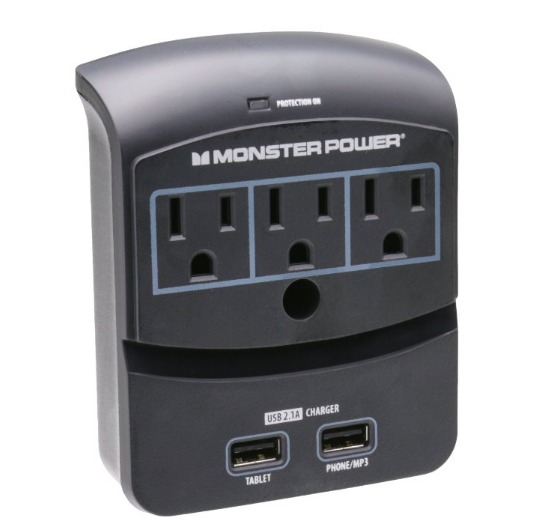 Monster Core Power® 350 USB 3 outlet wall tap with USB charging, Only $10.99, You Save $18.96(63%)