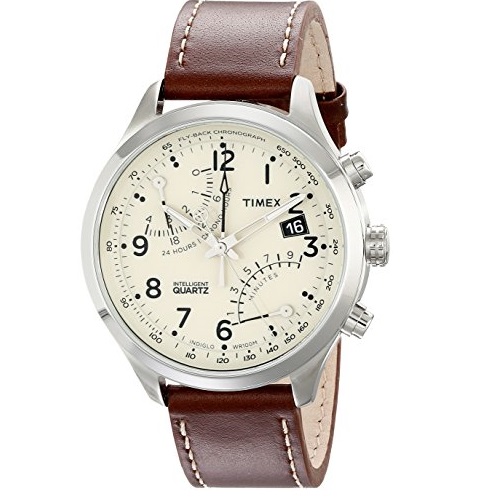 Timex Men's T2N932DH Stainless Steel Watch with Leather Band, Only $71.80, free shipping