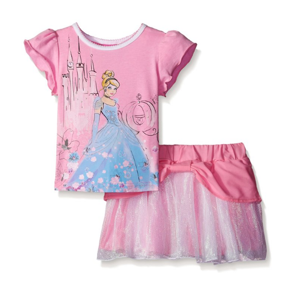Disney Little Girls' Cinderella Flutter Sleeve Top and Skirt Set, Rose, 4T, Only $15.23