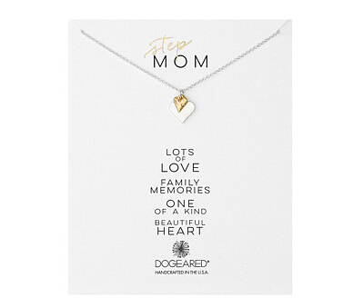 Dogeared Step-Mom Perfect Heart w/ Tiny Stone Necklace金銀雙心鎖骨鏈  特價$29.99