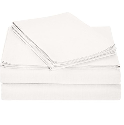 AmazonBasics Lightweight 200 Thread Count Sheet Set - Queen, White, Only $5.61, You Save $19.38(78%)
