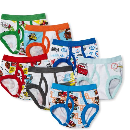 Disney Little Boys' Cars 7-Pack Brief for $10.94