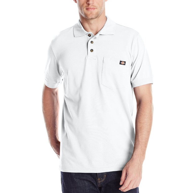 Dickies Men's Short-Sleeve Pique Pocket Polo Shirt, White, Large, Only $11.99, You Save (%)